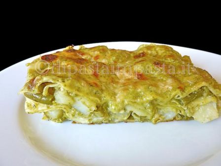 Lasagne al pesto con fagiolini e patate