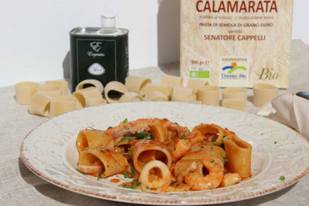 Calamarata Daunia&Bio con gamberi e calamari