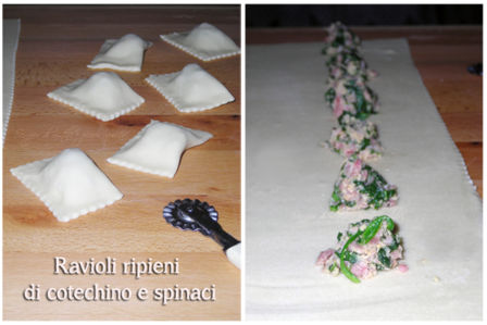 Ravioli ripieni di cotechino e spinaci