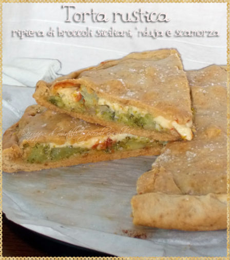 Torta rustica ripiena di broccoli siciliani, ‘nduja e scamorza