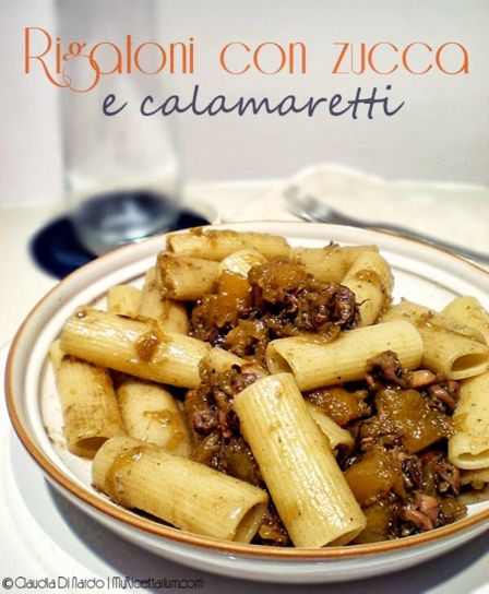 Rigatoni con zucca e calamaretti