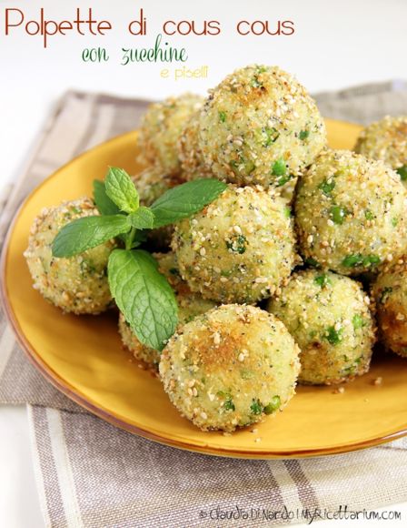 Polpette di cous cous con zucchine e piselli