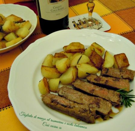 Tagliata di manzo al rosmarino e aceto balsamico