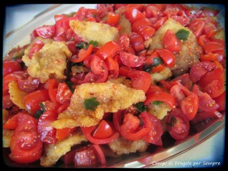 Bocconcini di cotolette marinate con pomodorini