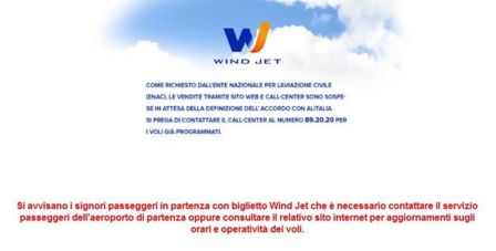 Wind Jet in fallimento, Conconsumatori: "Costi riprotezione elevati"