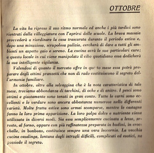 OTTOBRE Almanacco della Cucina "L'AMICO DELLA MASSAIA" 1935