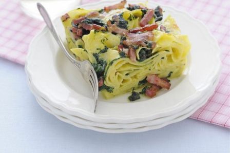 Pappardelle alla carbonara con gli spinaci