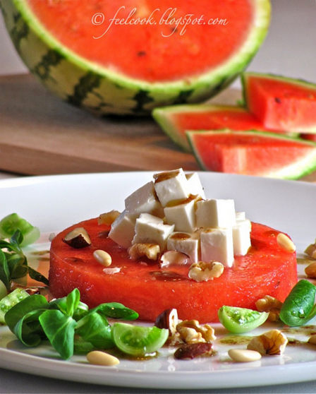 Anguria e primo sale con vinaigrette all'aceto balsamico