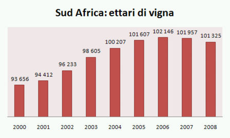 Sud Africa – superfici, mercato e produzione di vino – agg. 2008