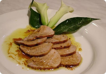 Arrosto di vitello cotto in aceto di mele barrique.