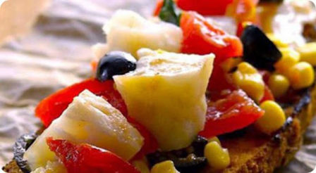 Bruschetta di Stoccafisso alla mediterranea.
