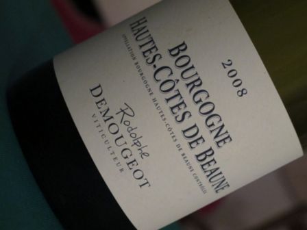 AOC Bourgogne Pinot Noir Hautes-Cotes de Beaune – Rodolphe Demougeot 2008 [7.9]