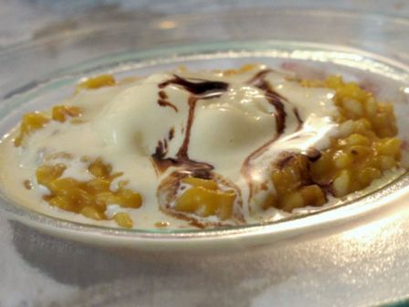 Riso giallo di zucca con gelato al Parmigiano Reggiano e ABTRE