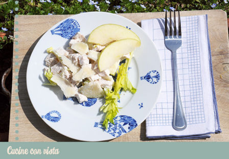 Insalatina di pollo, yogurt e mele verdi