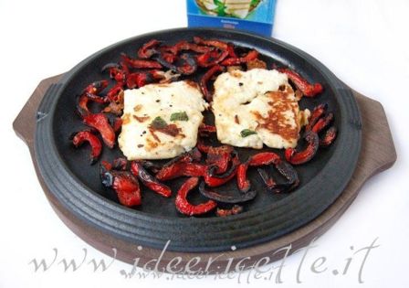 Ricetta Formaggio Halloumi con peperoni alla piastra