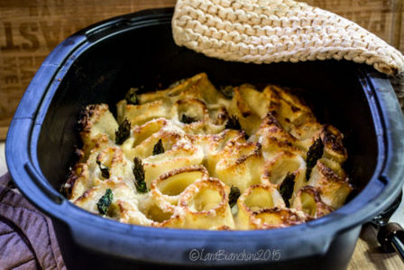 Paccheri gratinati asparagi e guanciale