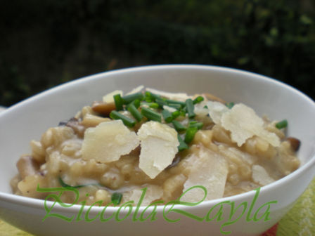 Risotto ai funghi … con erba cipollina e scaglie