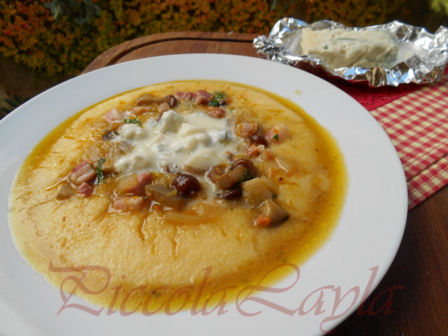 Polenta morbida con Funghi e Gorgonzola Cremoso