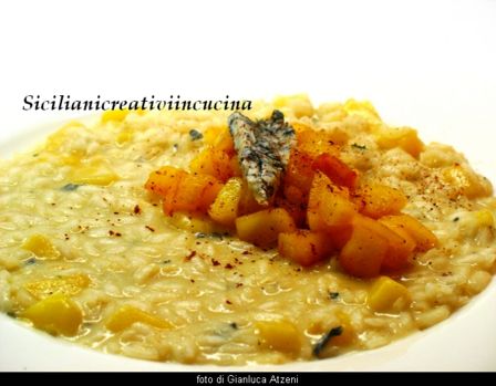 Risotto al gorgonzola e mele caramellate