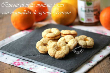 BISCOTTI DI FROLLA MONTATA FARCITI CON MARMELLATA DI AGRUMI E ZENZERO