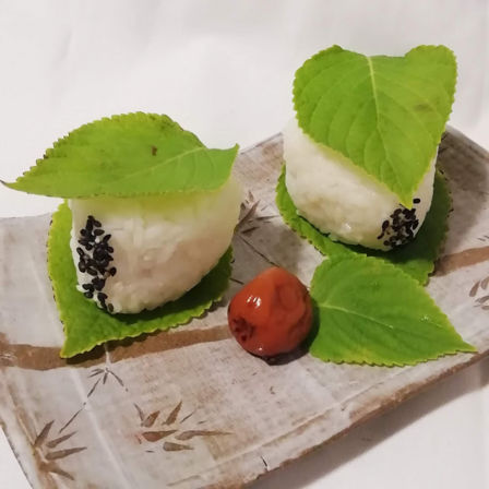 Onigiri con foglia di shiso. La ricetta del lunedì.