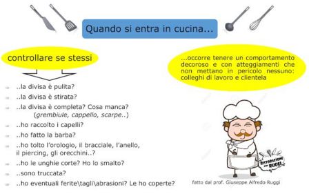 PRIMA DI ENTRARE IN CUCINA - schema sul corretto comportamento e su cosa chiedersi prima di entrare in un Laboratorio di Cucina