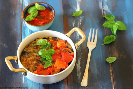 Frittata con melanzane e pomodori