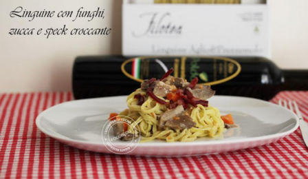 LINGUINE CON FUNGHI, ZUCCA E SPECK CROCCANTE