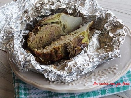 Carciofi ripieni di carne al forno