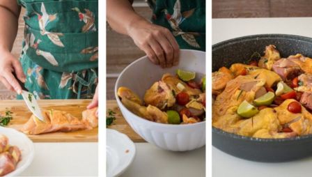 Ricetta pollo arrosto estivo con lime e pomodorini, aromi freschi e colori accattivanti