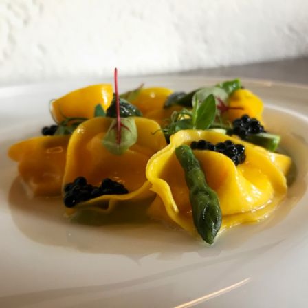 Tortelli di zabaione di formaggio asìno